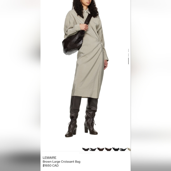 Large Lemaire Croissant bag (dark chocolate color) - Picture 3 of 4